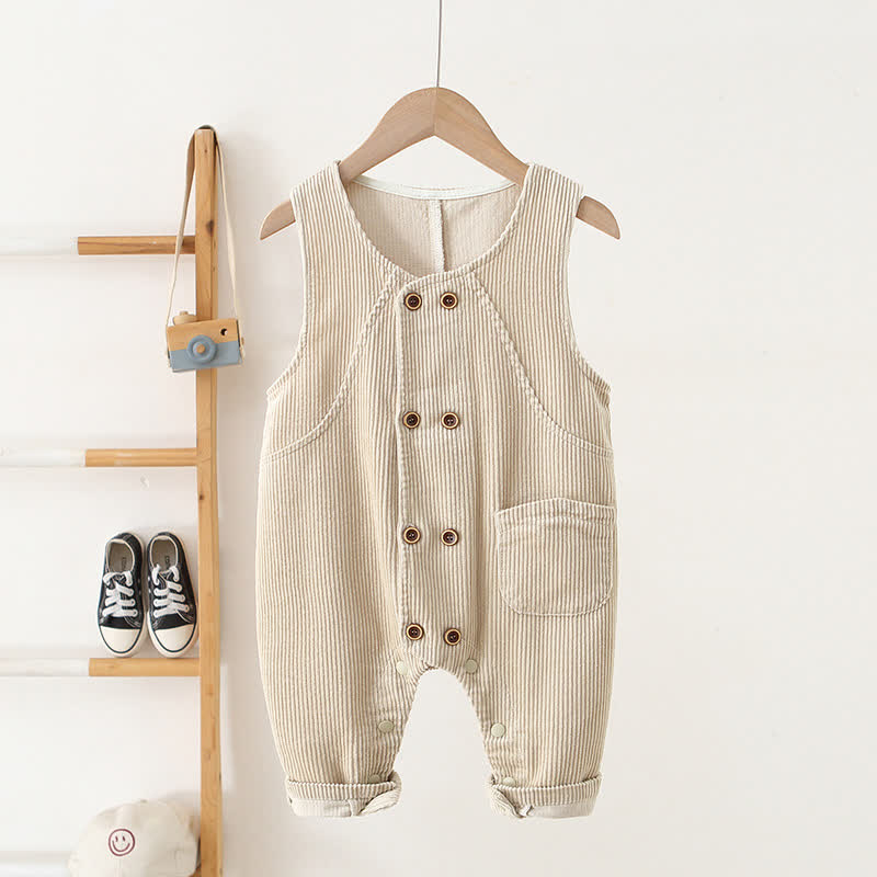 Baby Toddler Vintage Corduroy Button Front Overalls - Beige - 3-4T - image 2
