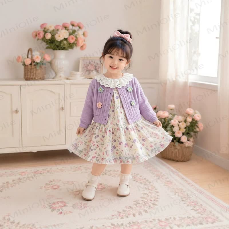 Baby Girl Floral Lace Collar Dress - image 6