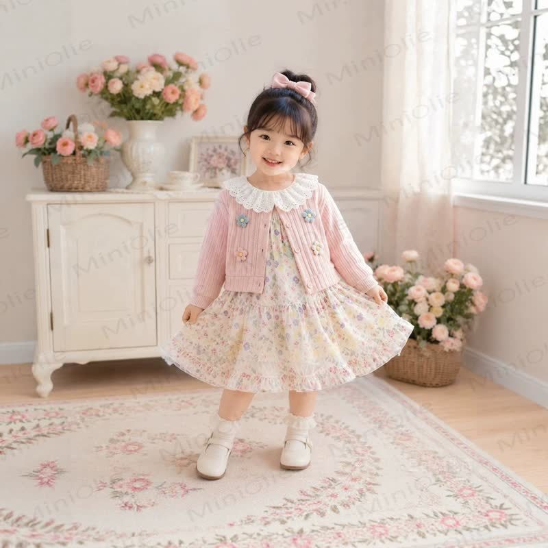Baby Girl Floral Lace Collar Dress - image 3