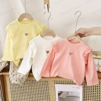 Toddler Girl Heart Ruffle Long Sleeve T-Shirt - image 1