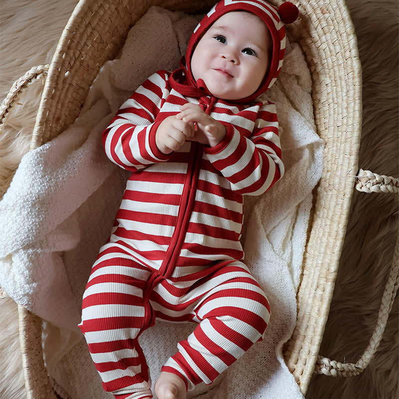 Baby Red White Stripe Onesie - image 12