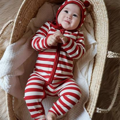 Baby Red White Stripe Onesie - image 12