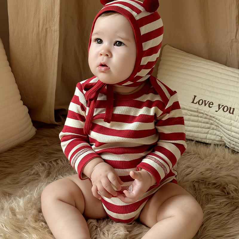 Baby Red White Stripe Onesie - image 4