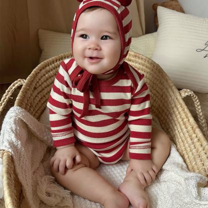 Baby Red White Stripe Onesie - image 5