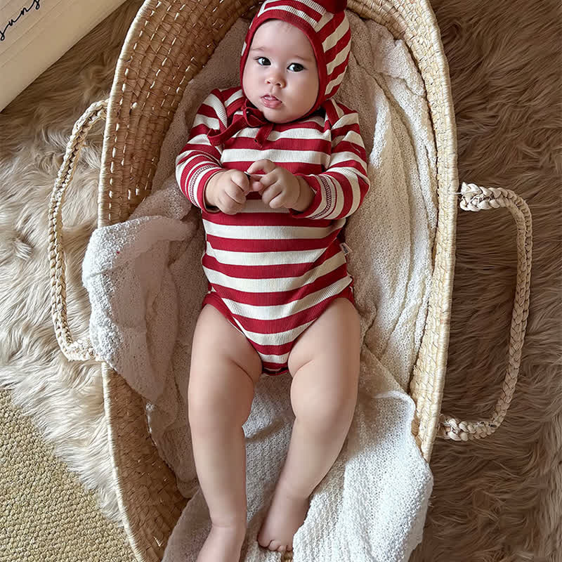 Baby Red White Stripe Onesie - image 9