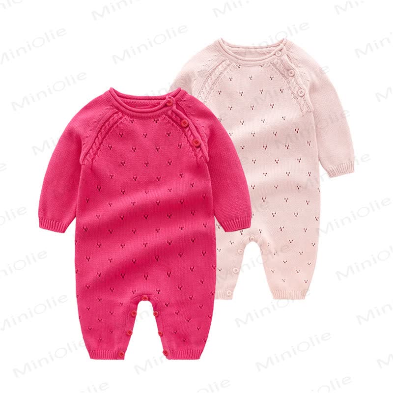 Baby Pointelle Knit Shoulder Button Romper - image 2