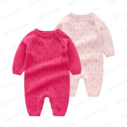 Baby Pointelle Knit Shoulder Button Romper - image 2