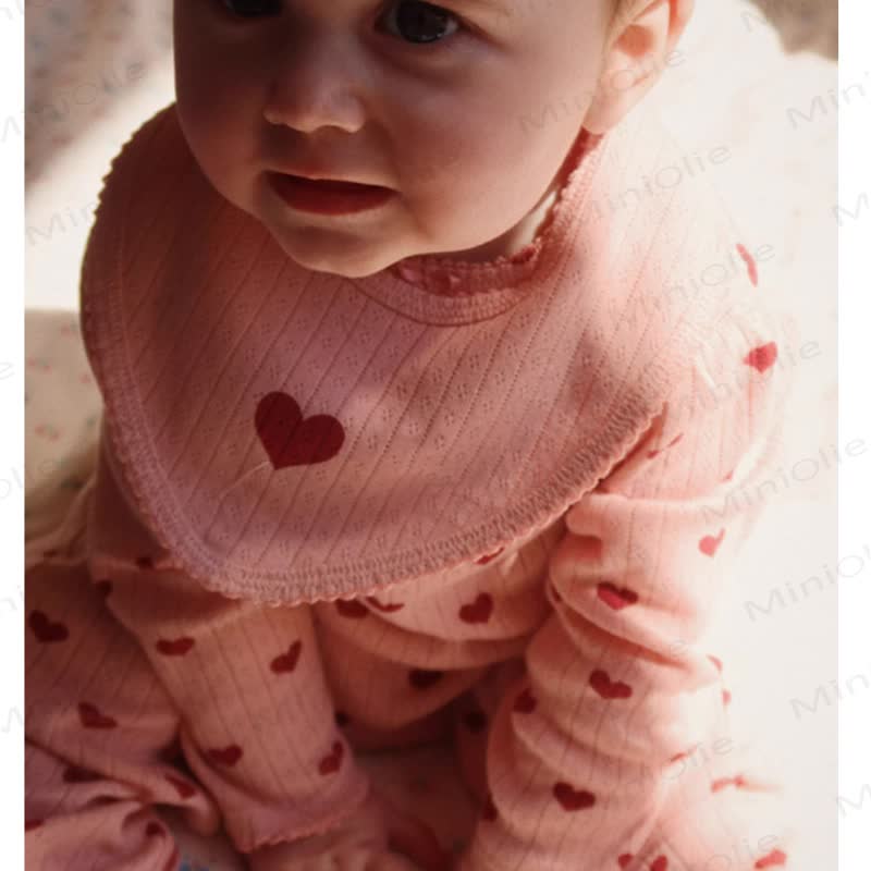 Baby Ribbed Heart Bow Print Long Sleeve Romper - image 6