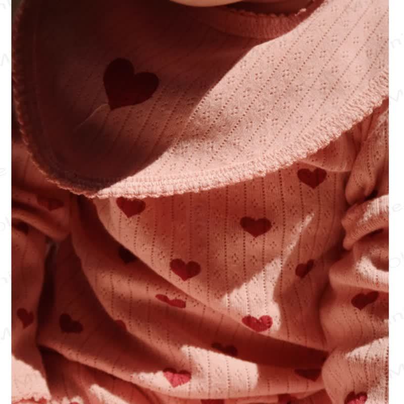 Baby Ribbed Heart Bow Print Long Sleeve Romper - image 8