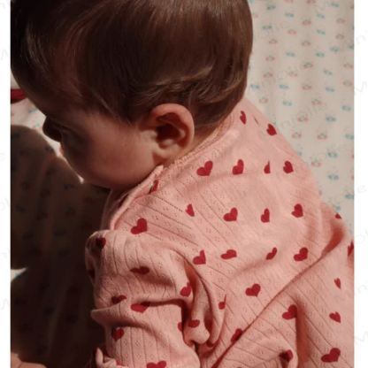 Baby Ribbed Heart Bow Print Long Sleeve Romper - image 7
