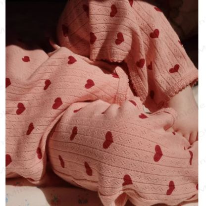 Baby Ribbed Heart Bow Print Long Sleeve Romper - image 9