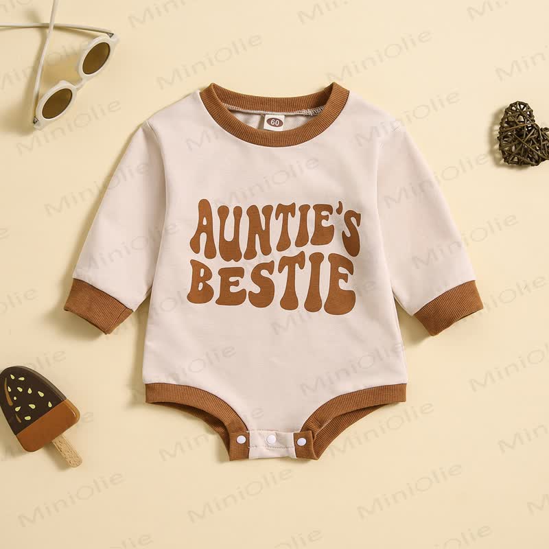 AUNTIE'S BESTIE Baby Long Sleeve Bodysuit - Khaki - 12-18M - image 1