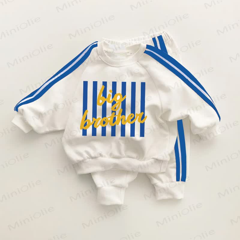 BIG BROTHER Baby Toddler Blue Striped 2-piece Set - White&Blue - 3-5T - image 1