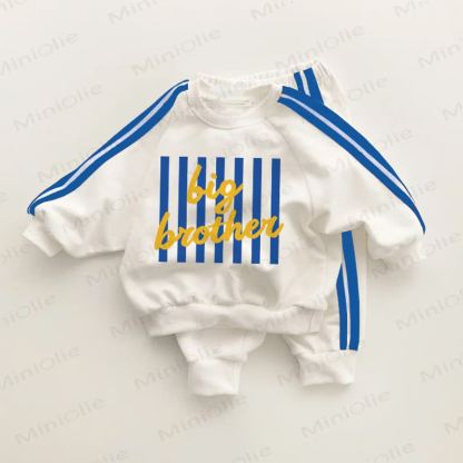 BIG BROTHER Baby Toddler Blue Striped 2-piece Set - White&Blue - 3-5T - image 1