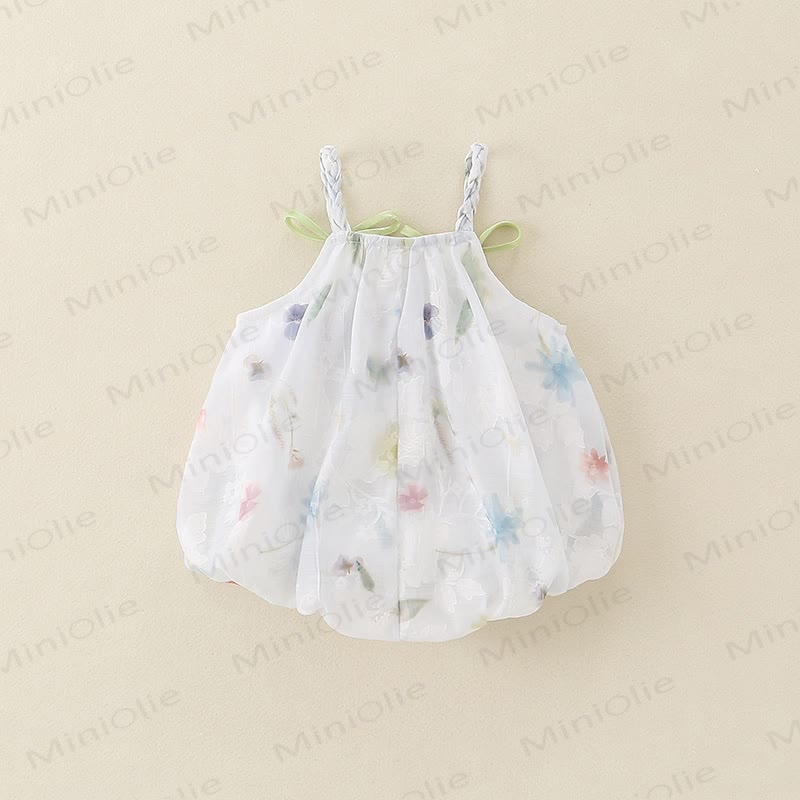 Baby Watercolor Tulip Chiffon Bow Bodysuit - image 4