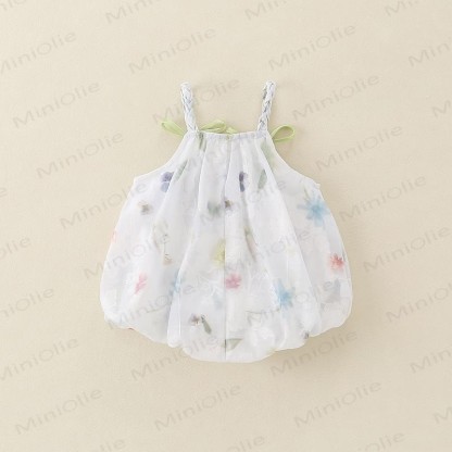 Baby Watercolor Tulip Chiffon Bow Bodysuit - image 4