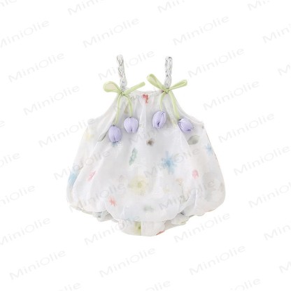 Baby Watercolor Tulip Chiffon Bow Bodysuit - image 5