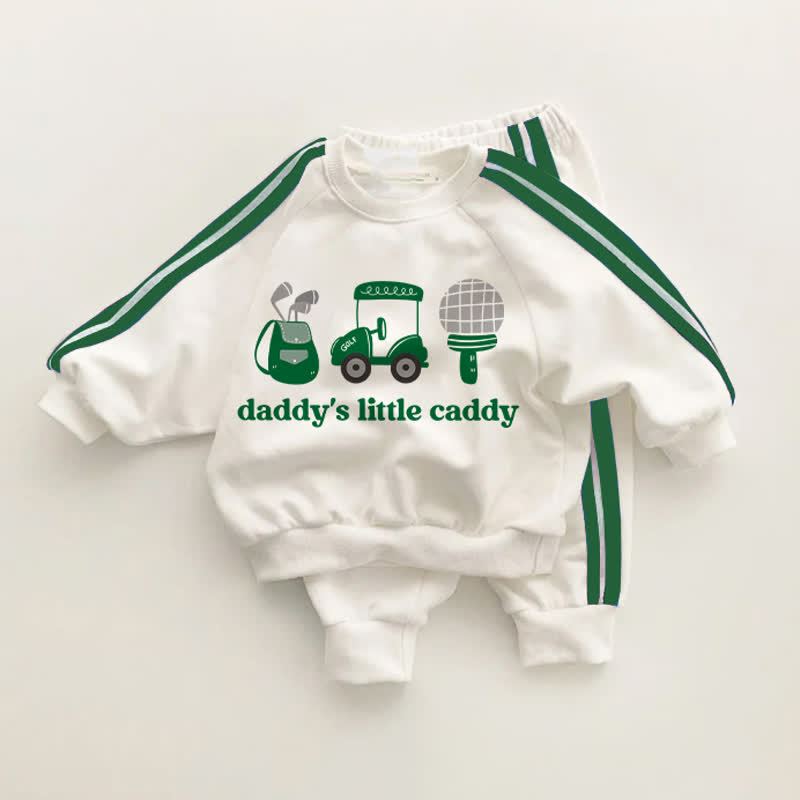 DADDY'S LITTLE CADDY Baby Toddler Golf Green Striped 2-piece Set - White&Green - 3-5T - image 1
