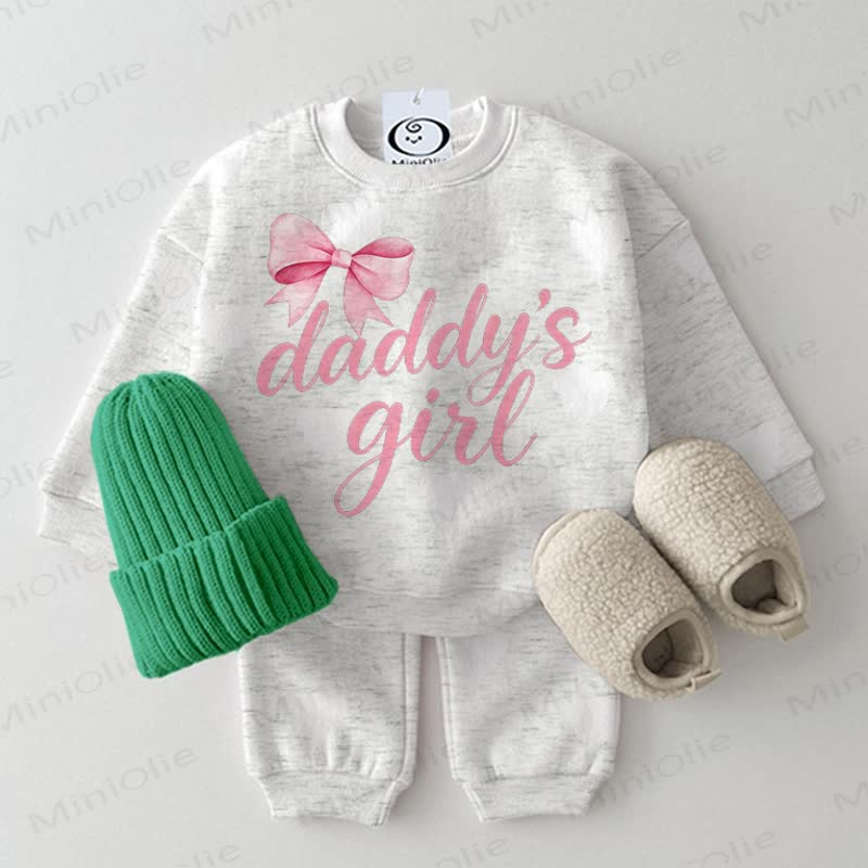 DADDY'S GIRL Baby Light Grey Sweatshirt 2-piece Set - Light Grey - 2-3T - image 1