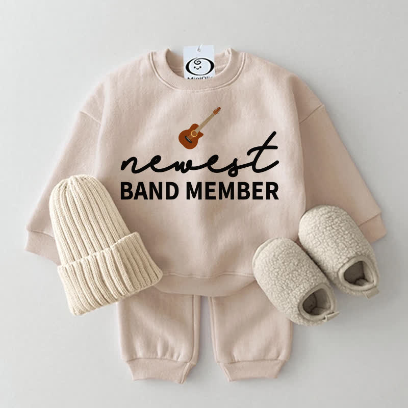 NEWEST BAND MEMBER Baby Guitar Sweatshirt 2-piece Set - Beige - 2-3T - image 1