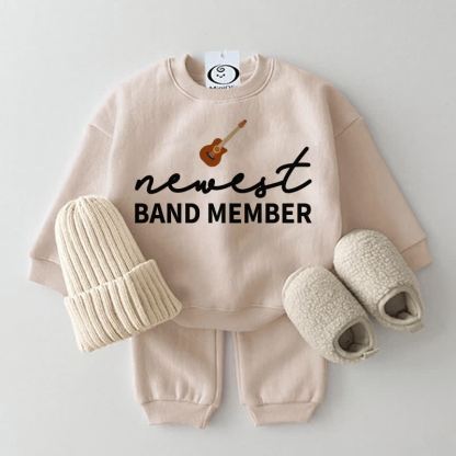 NEWEST BAND MEMBER Baby Guitar Sweatshirt 2-piece Set - Beige - 2-3T - image 1