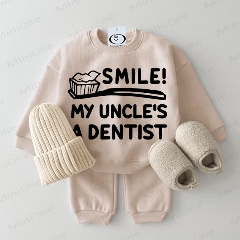SMILE! MY UNCLE'S A DENTIST Baby 2-piece Beige Set - Beige - 2-3T - image 1