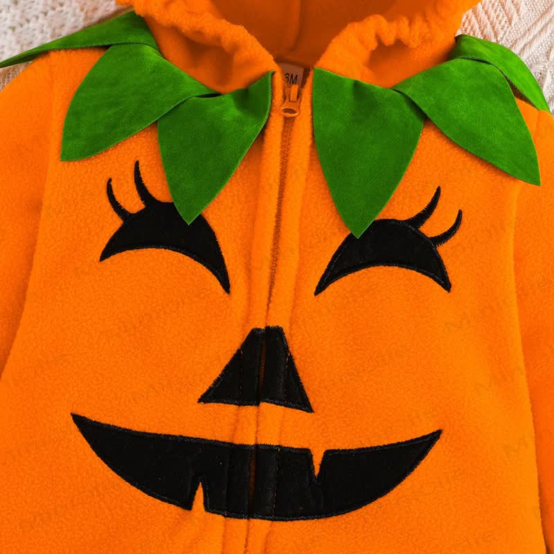 Baby Pumpkin Hooded Fleece Halloween Costume Bodysuit - image 4