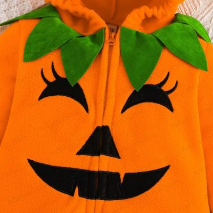 Baby Pumpkin Hooded Fleece Halloween Costume Bodysuit - image 4