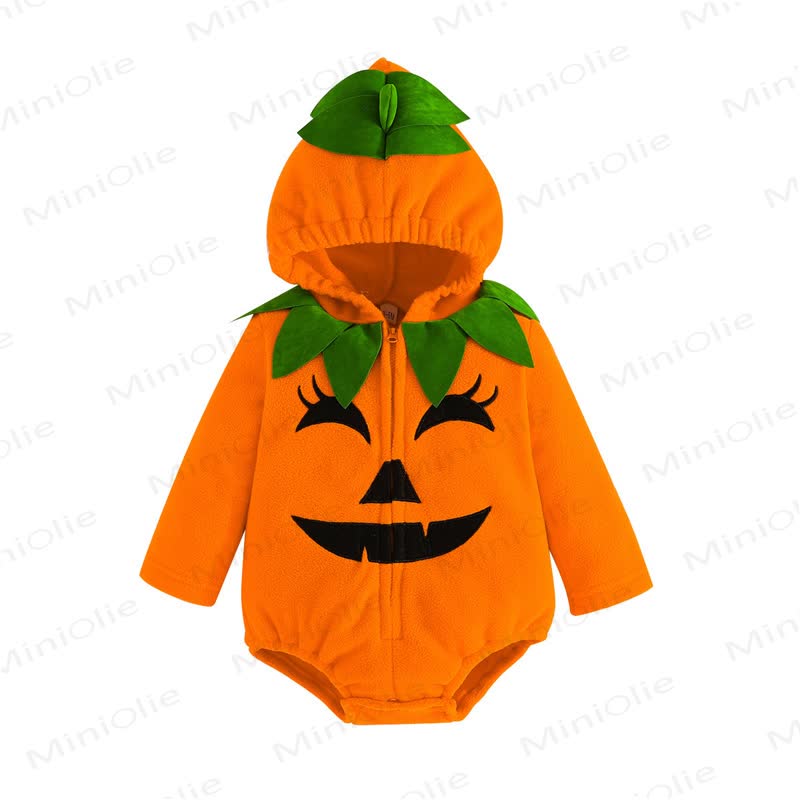 Baby Pumpkin Hooded Fleece Halloween Costume Bodysuit - image 7