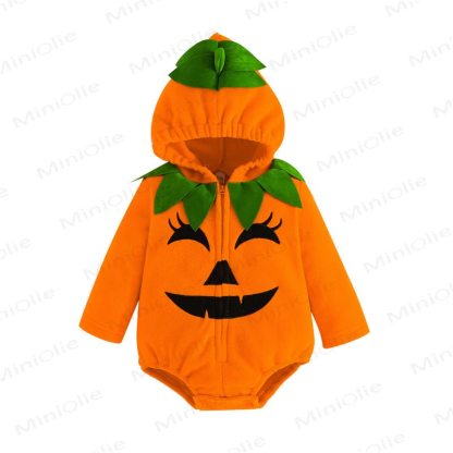 Baby Pumpkin Hooded Fleece Halloween Costume Bodysuit - image 7