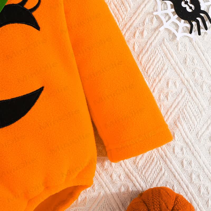 Baby Pumpkin Hooded Fleece Halloween Costume Bodysuit - image 5