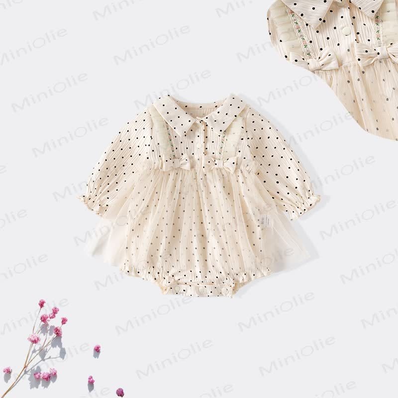 Baby Polka Dot Peter Pan Collar Skirted Bodysuit - image 1