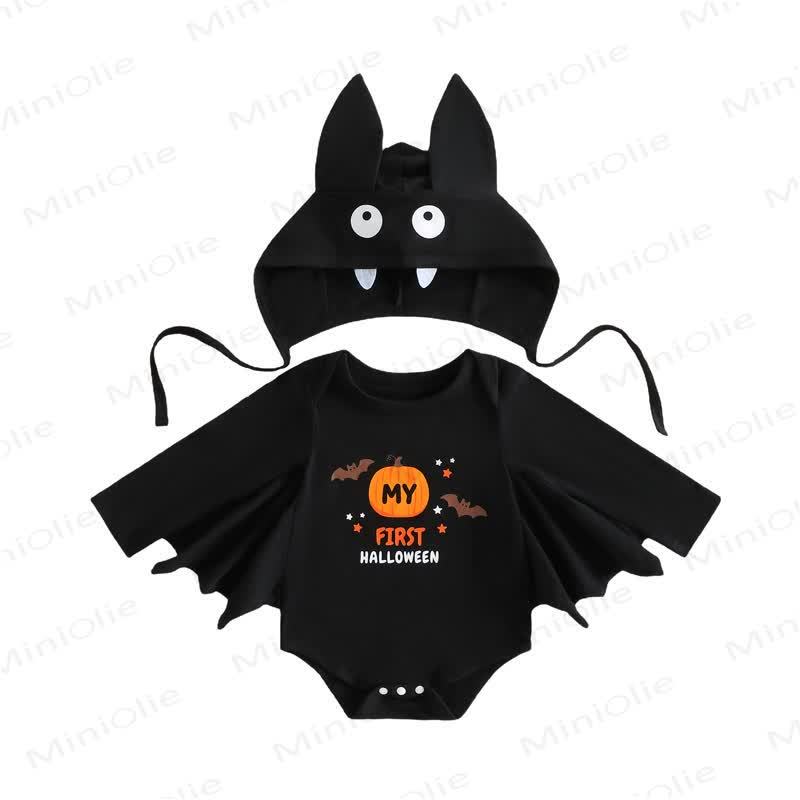 MY FIRST HALLOWEEN Baby Bat Wing Bodysuit with Hat - Black - 12-18M - image 1