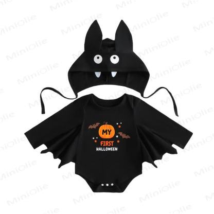 MY FIRST HALLOWEEN Baby Bat Wing Bodysuit with Hat - Black - 12-18M - image 1