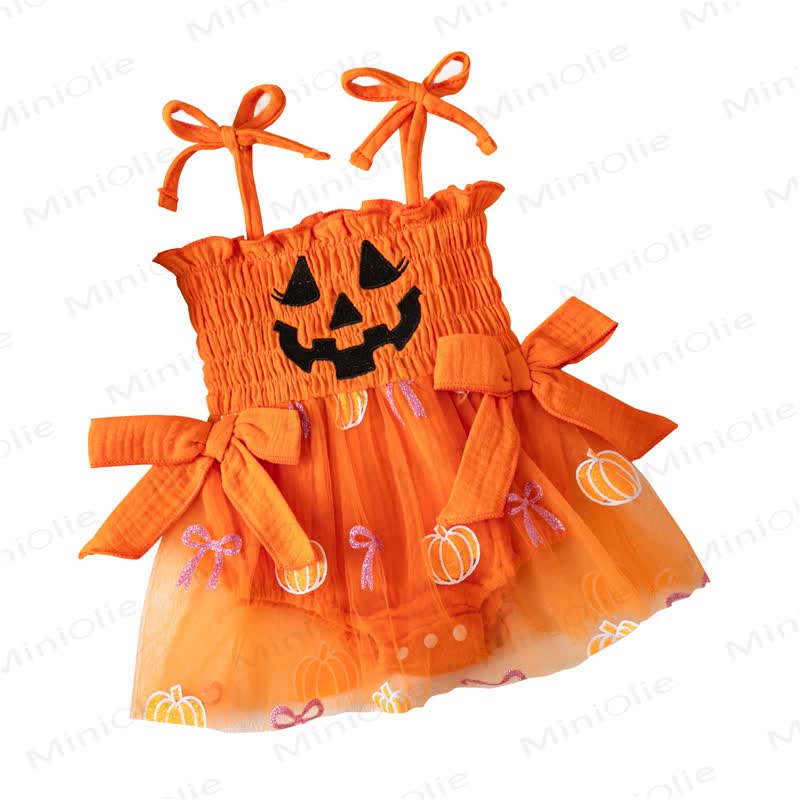 Baby Halloween Pumpkin Orange Tulle Tutu Bodysuit - image 11