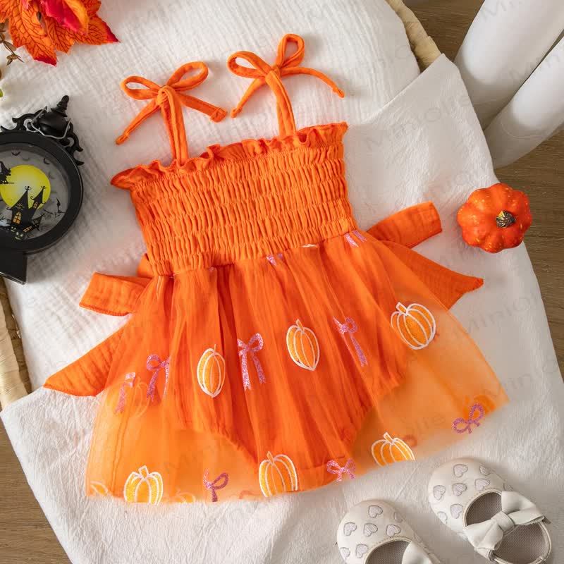 Baby Halloween Pumpkin Orange Tulle Tutu Bodysuit - image 2