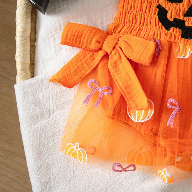 Baby Halloween Pumpkin Orange Tulle Tutu Bodysuit - image 7
