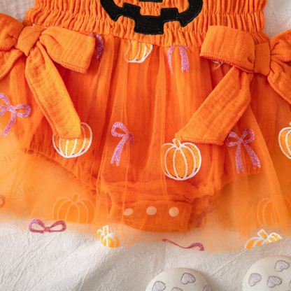Baby Halloween Pumpkin Orange Tulle Tutu Bodysuit - image 8