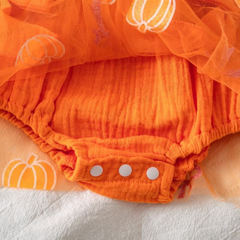 Baby Halloween Pumpkin Orange Tulle Tutu Bodysuit - image 9