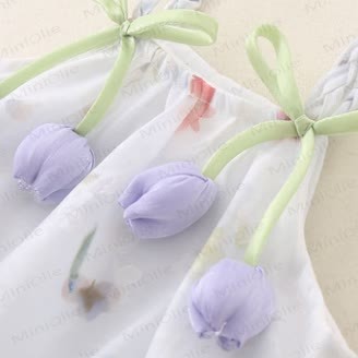 Baby Watercolor Tulip Chiffon Bow Bodysuit - image 6