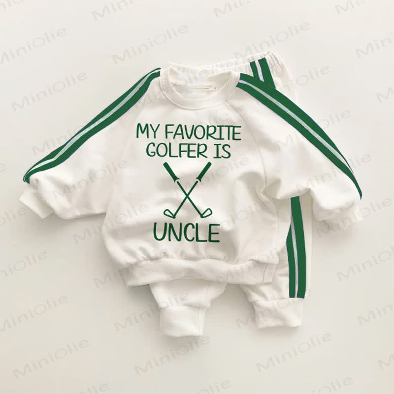 MY FAVORITE GOLFER IS UNCLE Baby Toddler Golf Striped 2-piece Set - White&Blue - 3-5T - image 1