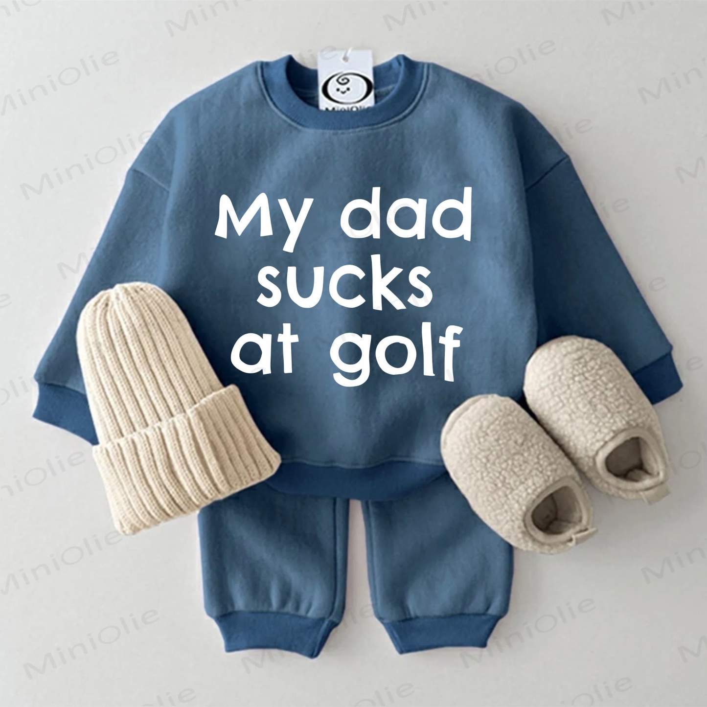 MY DAD SUCKS AT GOLF Baby Sweatshirt 2-piece Blue Set - Blue - 2-3T - image 1