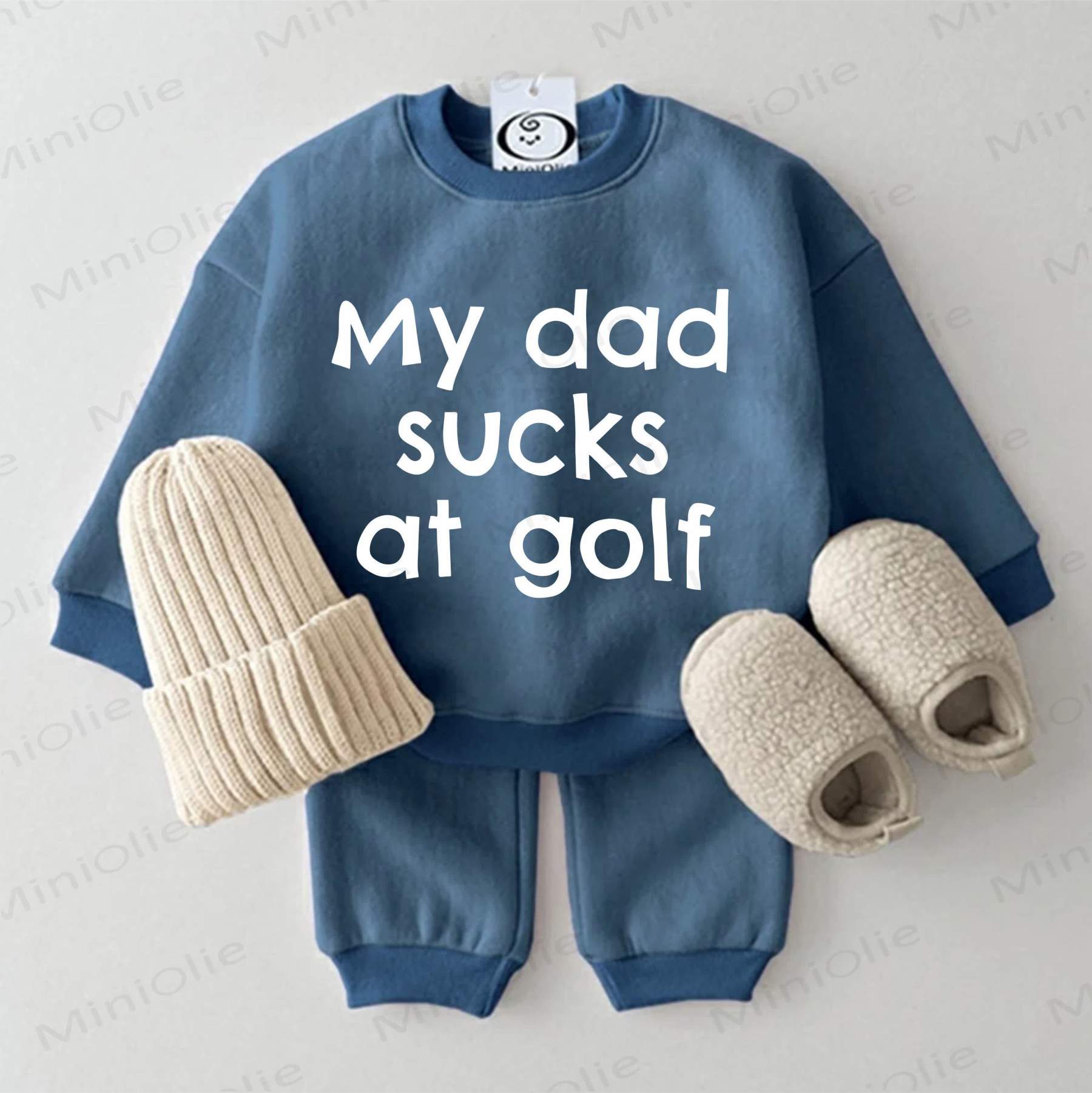 MY DAD SUCKS AT GOLF Baby Sweatshirt 2-piece Blue Set - Blue - 2-3T - image 1