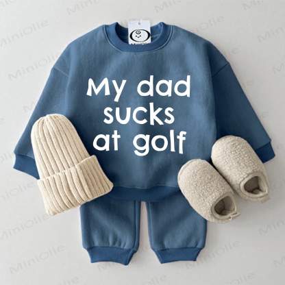 MY DAD SUCKS AT GOLF Baby Sweatshirt 2-piece Blue Set - Blue - 2-3T - image 1