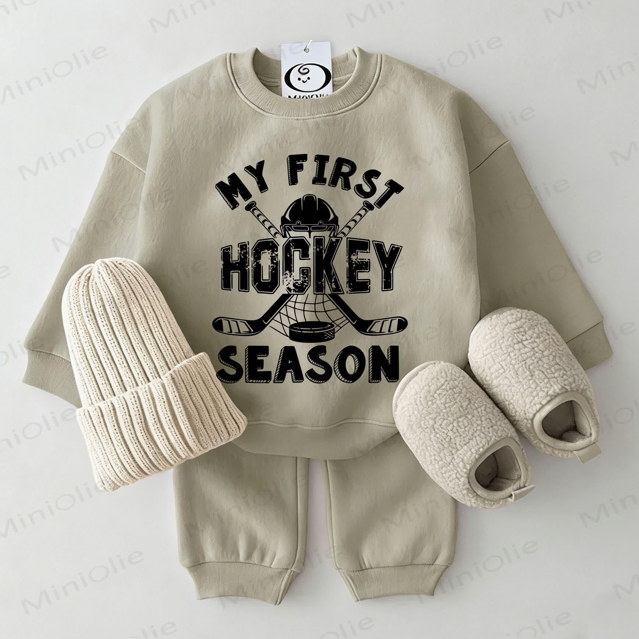 MY FIRST HOCKEY SEASON Baby Sweatshirt 2-piece Grey Green Set - Grey Green - 2-3T - image 1