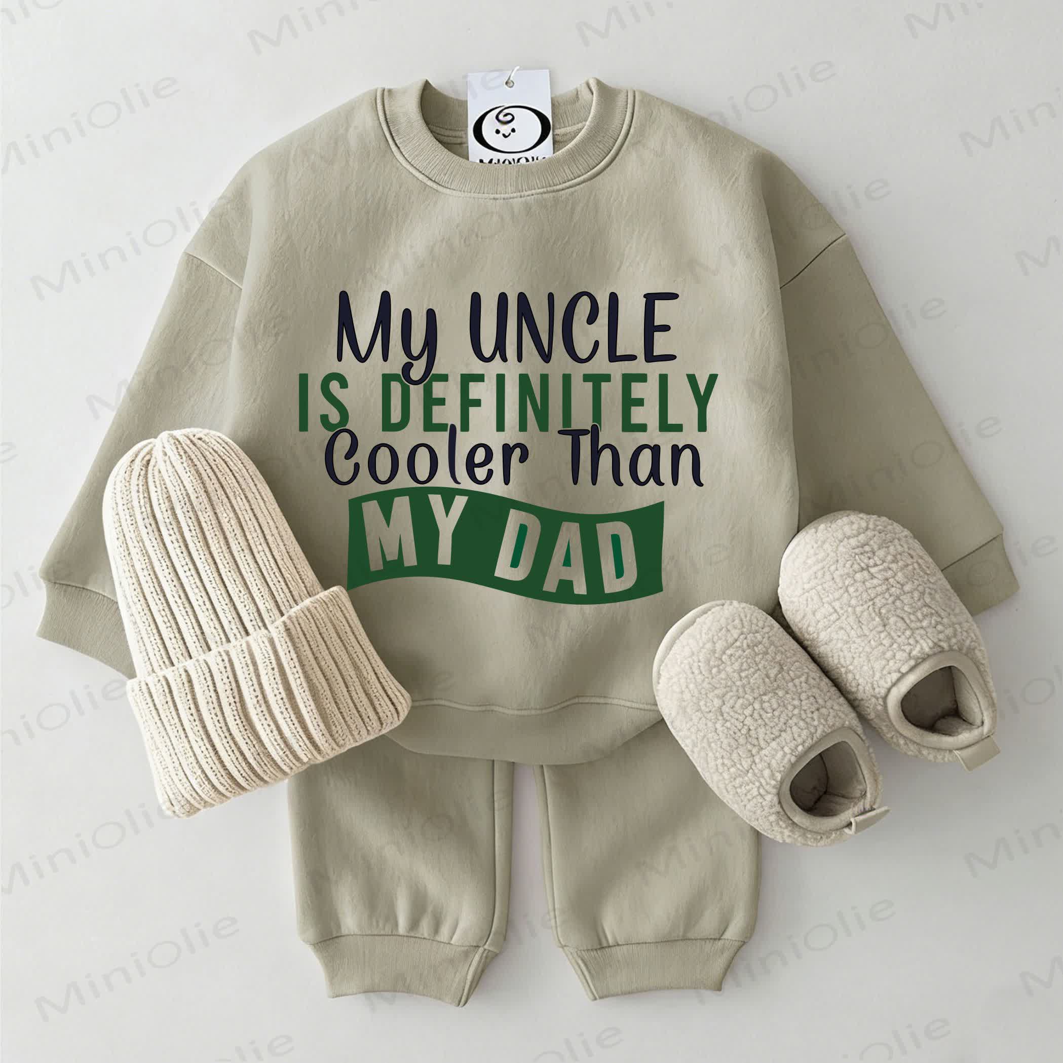 MY UNCLE IS DEFINITELY COOLER THAN MY DAD Baby Sweatshirt 2-piece Grey Green Set - Grey Green - 2-3T - image 1