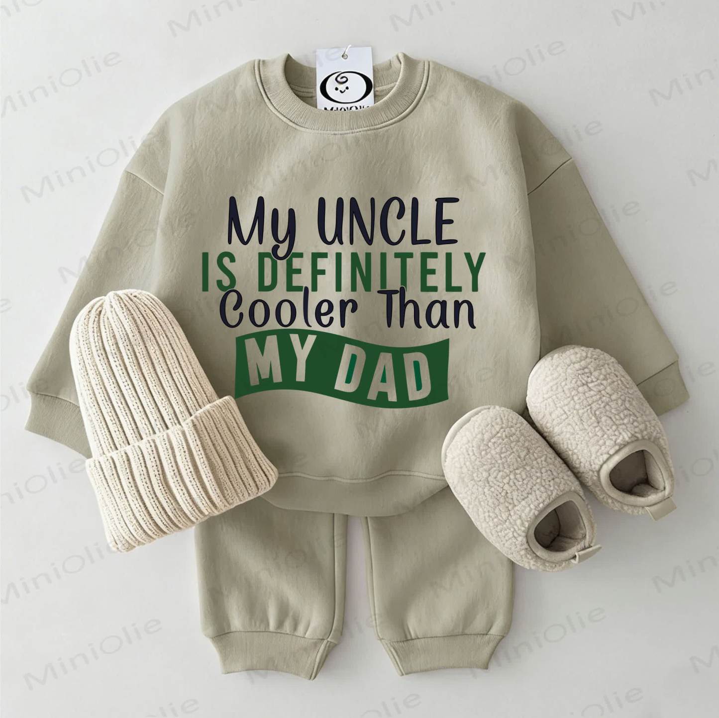MY UNCLE IS DEFINITELY COOLER THAN MY DAD Baby Sweatshirt 2-piece Grey Green Set - Grey Green - 2-3T - image 1