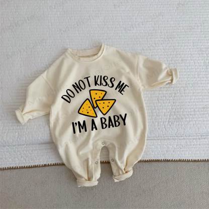 DO NOT KISS ME I'M A BABY Baby Beige Romper - Beige - 2-3T - image 1