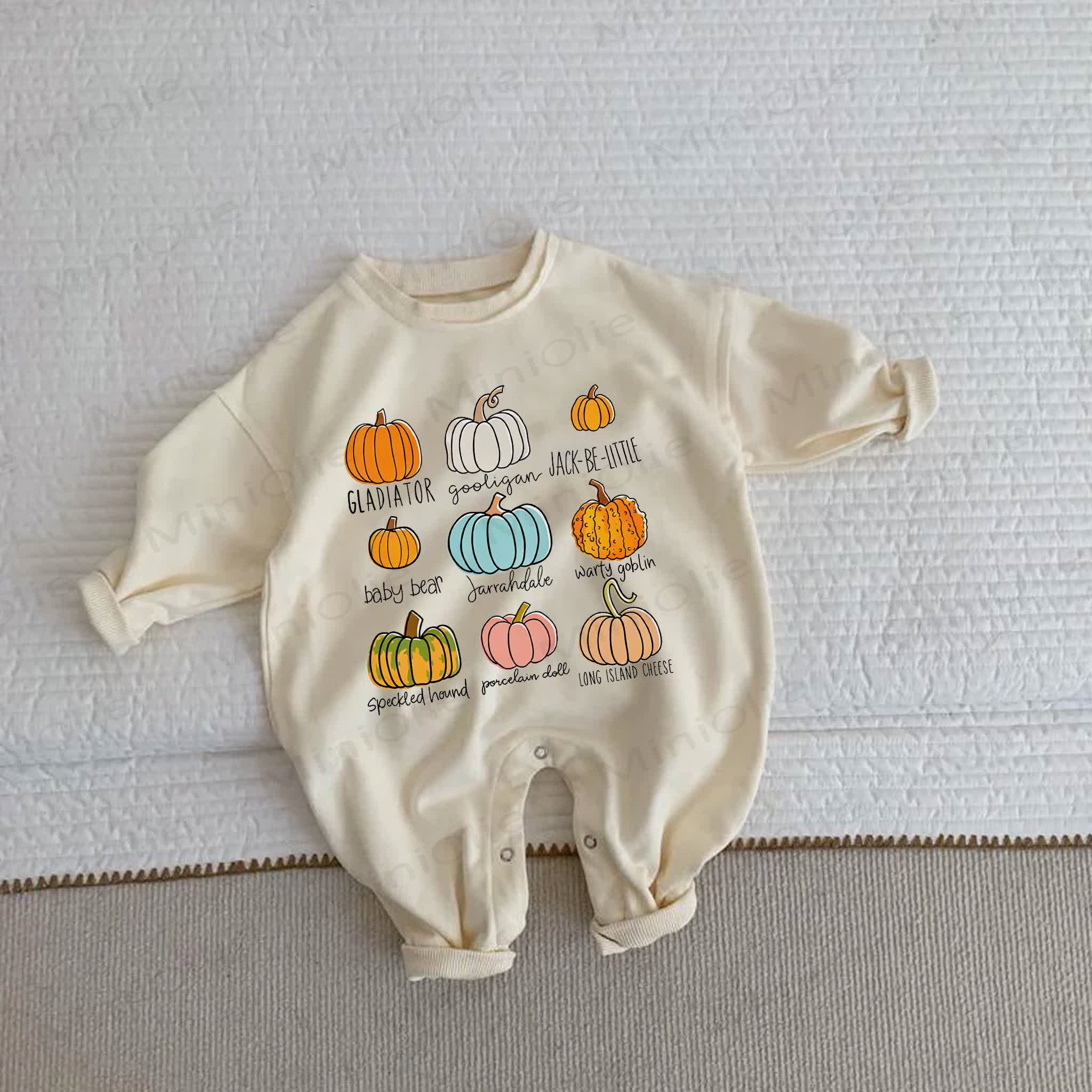 Baby Pumpkin Print Beige Romper - Beige - 2-3T - image 1