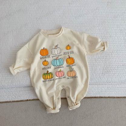 Baby Pumpkin Print Beige Romper - Beige - 2-3T - image 1